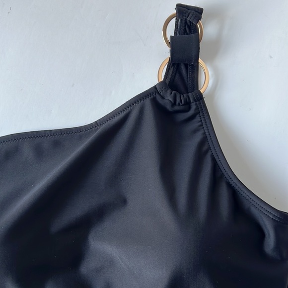 Nine West Women Swimsuit Black One Piece One Shoulder New Large - Picture 7 of 14
